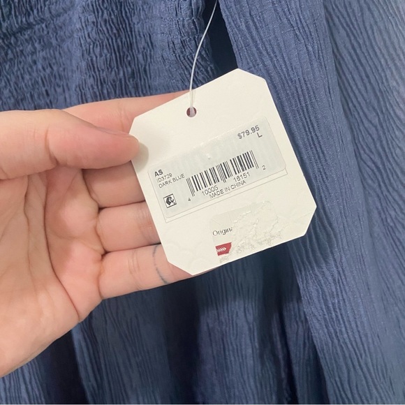 Altar'd State NWT Dark Blue Flowy Smocked Long Sleeve Mini Dress Size Large - Picture 8 of 10